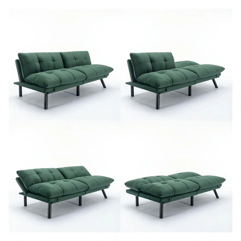 70,87 Futon Canapé-Lit, Canapé Pliable en Mousse Convertible Lit de Repos avec Accoudoirs Réglables pour Petits Espaces