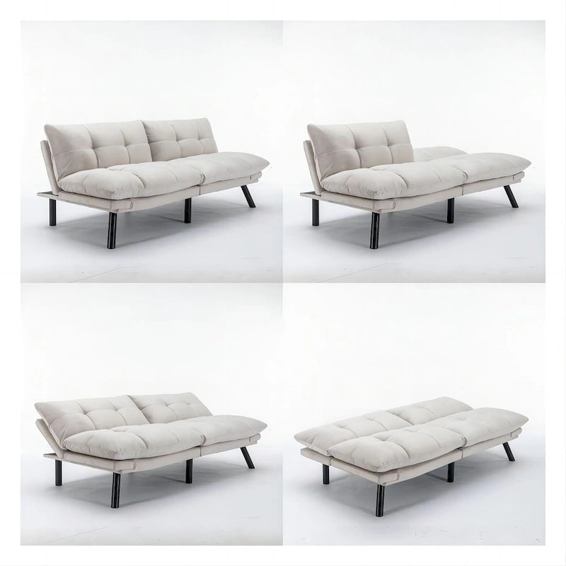 70,87 Futon Canapé-Lit, Canapé Pliable en Mousse Convertible Lit de Repos avec Accoudoirs Réglables pour Petits Espaces