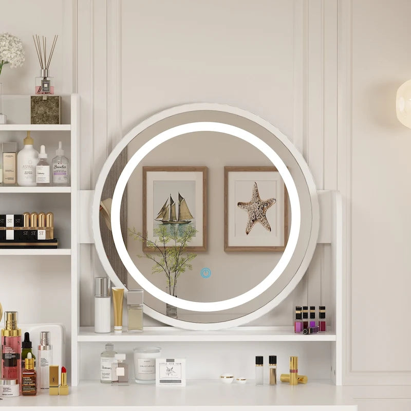 Coiffeuse avec miroir tactile et tabouret