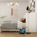 Lit double avec commode et tiroir convertible en meuble cube