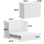 Lit double avec commode et tiroir convertible en meuble cube