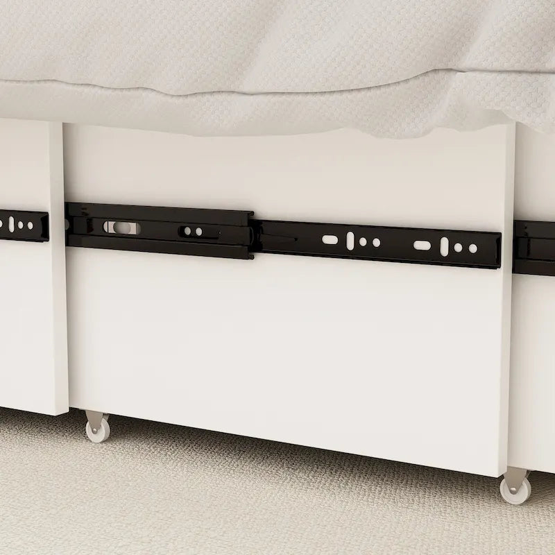 Lit double avec commode et tiroir convertible en meuble cube