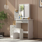Timechee Makeup Vanity Set with Sliding Lighted Mirror Dressing Table - 33L x 15.7W x 52.4H