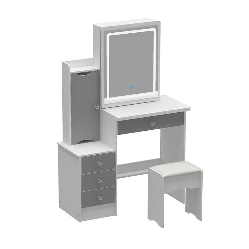 Coiffeuse avec miroir coulissant éclairé - 33L x 15.7W x 52.4H