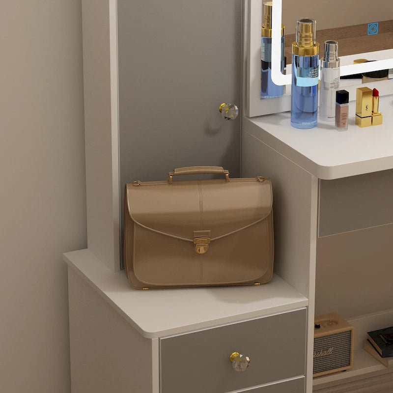 Coiffeuse avec miroir coulissant éclairé - 33L x 15.7W x 52.4H