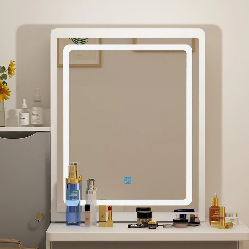 Coiffeuse avec miroir coulissant éclairé - 33L x 15.7W x 52.4H