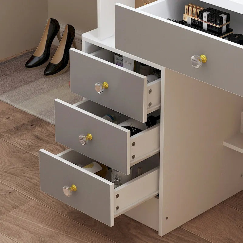 Coiffeuse avec miroir coulissant éclairé - 33L x 15.7W x 52.4H