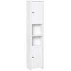 Meuble de rangement haut de salle de bain, colonne de salle de bain autoportante avec étagère à 2 niveaux et 2 placards, blanc