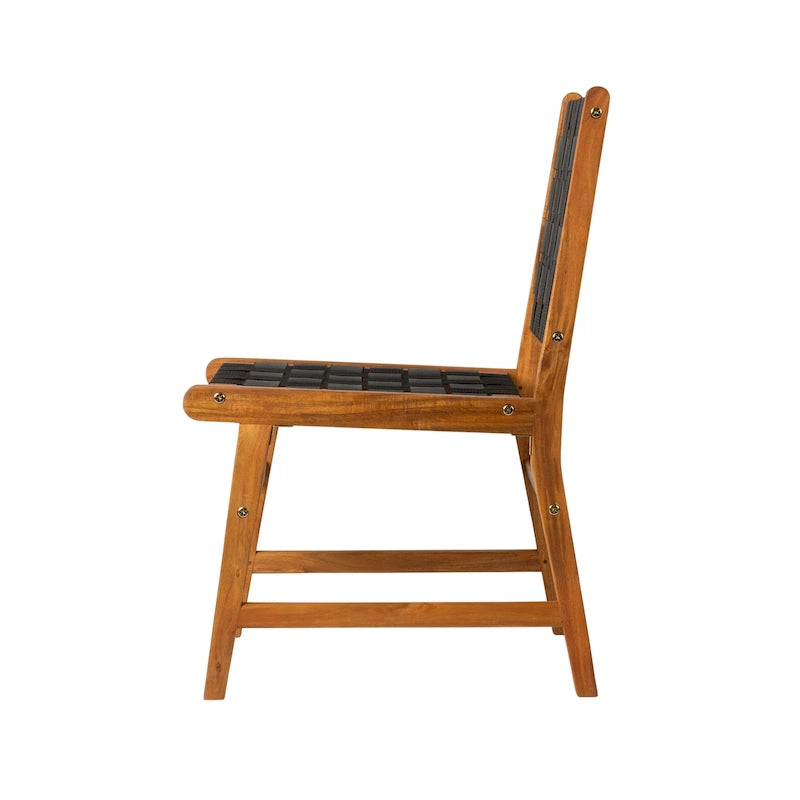 Chaise de salle à manger sans accoudoirs intérieur/extérieur, noire