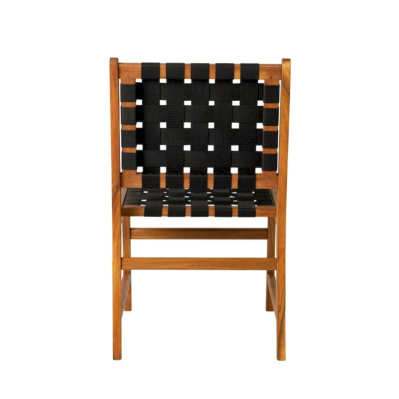 Chaise de salle à manger sans accoudoirs intérieur/extérieur, noire