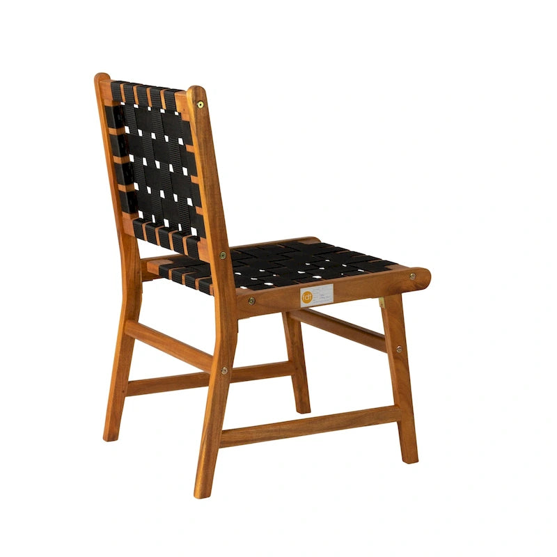 Chaise de salle à manger sans accoudoirs intérieur/extérieur, noire