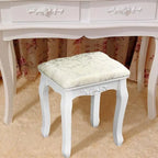 Coiffeuse de maquillage avec miroir blanc rotatif et tabouret - (29.52 x 15.75 x 56.1)