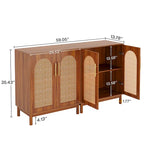 Lot de 2 buffets en rotin, buffet de 150 cm avec portes, meuble d'appoint