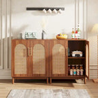 Lot de 2 buffets en rotin, buffet de 150 cm avec portes, meuble d'appoint