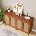 Lot de 2 buffets en rotin, buffet de 150 cm avec portes, meuble d'appoint