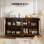 Lot de 2 buffets en rotin, buffet de 150 cm avec portes, meuble d'appoint