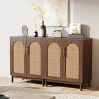 Lot de 2 buffets en rotin, buffet de 150 cm avec portes, meuble d'appoint