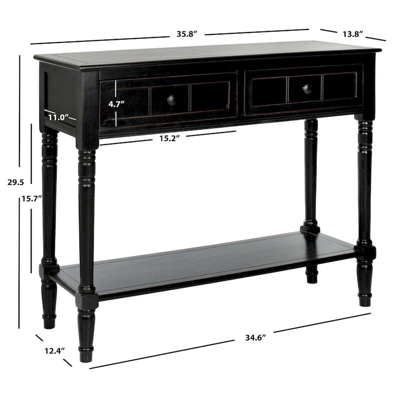 Console à 2 tiroirs gris - 35,8 x 13,8 x 29,5 - 36Wx14Dx30H