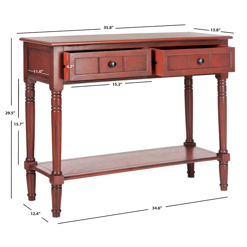 Console à 2 tiroirs gris - 35,8 x 13,8 x 29,5 - 36Wx14Dx30H