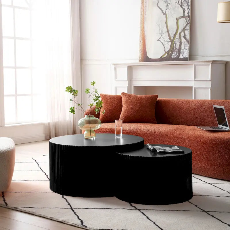 Tables basses gigognes rondes Modern Glam pour le salon (Lot de 2) Non assemblées