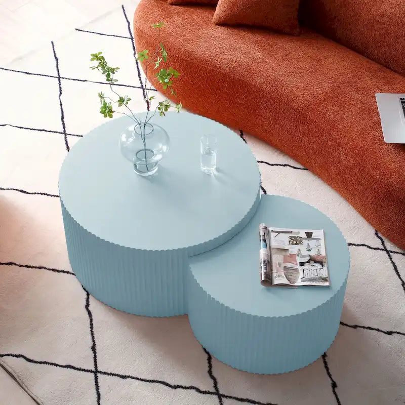 Tables basses gigognes rondes Modern Glam pour le salon (Lot de 2) Non assemblées