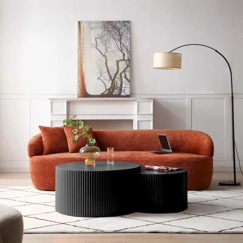 Tables basses gigognes rondes Modern Glam pour le salon (Lot de 2) Non assemblées