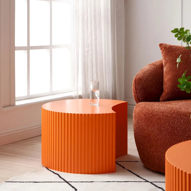 Tables basses gigognes rondes Modern Glam pour le salon (Lot de 2) Non assemblées