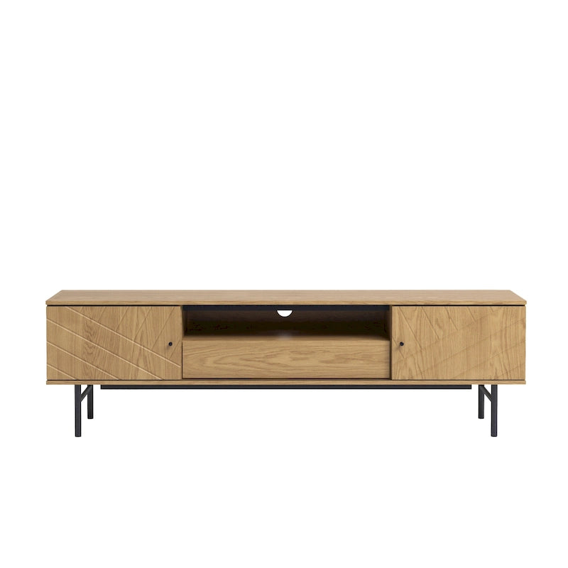 Meuble TV de 179 cm avec Console Média Effet Chêne