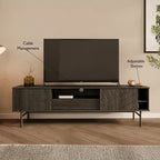 Meuble TV de 179 cm avec Console Média Effet Chêne