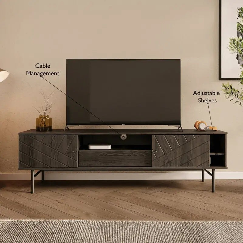 Meuble TV de 179 cm avec Console Média Effet Chêne