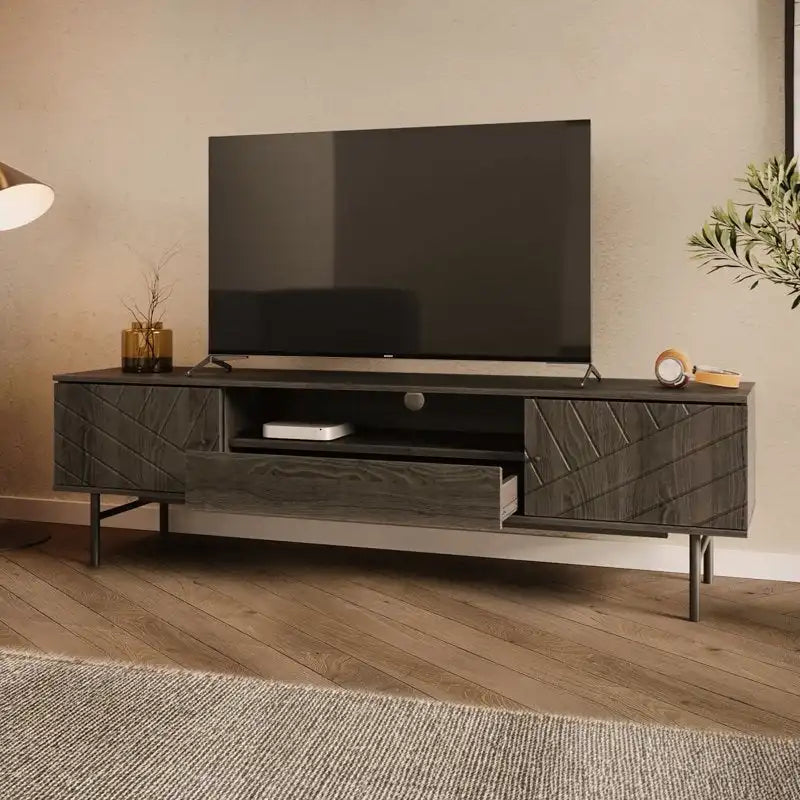 Meuble TV de 179 cm avec Console Média Effet Chêne