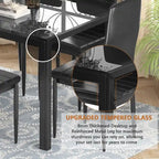 Ensemble de salle à manger 7 pièces Grondin Modern Style avec table en verre trempé et 6 chaises rembourrées en cuir PU