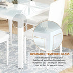 Ensemble de salle à manger 7 pièces Grondin Modern Style avec table en verre trempé et 6 chaises rembourrées en cuir PU
