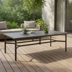Grande table de salle à manger d'extérieur en métal, rectangulaire, en acier, pour 8 personnes