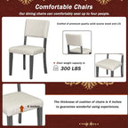 Ensemble de salle à manger 5 pièces avec table ronde, pieds de table incurvés en forme de tréteaux et 4 chaises