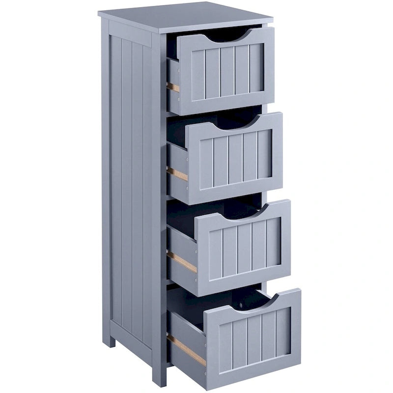 Meuble de Rangement Salle de Bain Meuble Colonne Étroit avec 4 Tiroirs