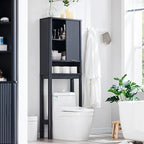 Meuble de rangement moderne de 68 po à placer au-dessus des toilettes, meuble d'appoint haut en bois - N/A