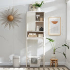 Meuble de rangement moderne de 68 po à placer au-dessus des toilettes, meuble d'appoint haut en bois - N/A