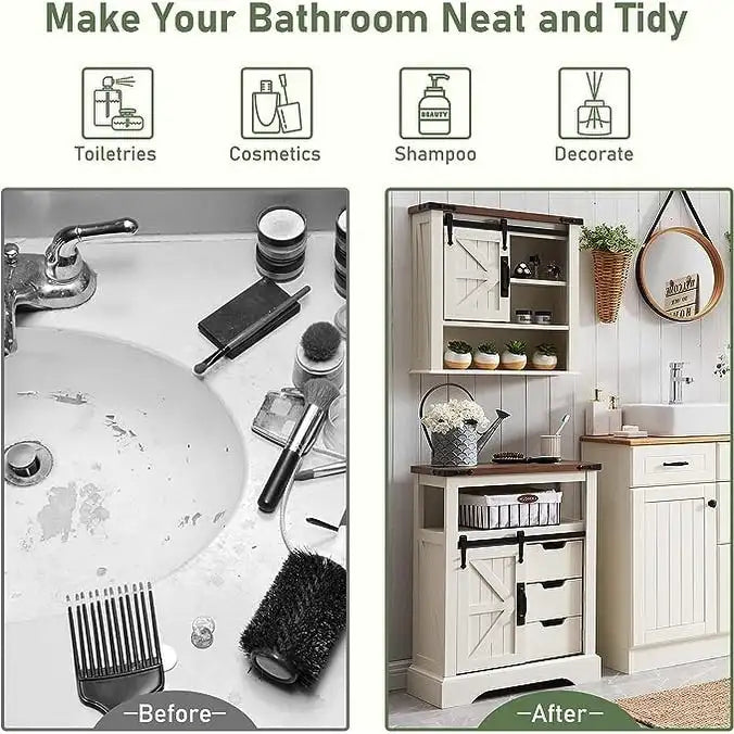 Meuble bas de salle de bain de style rustique, petit meuble de rangement pour salle de bain
