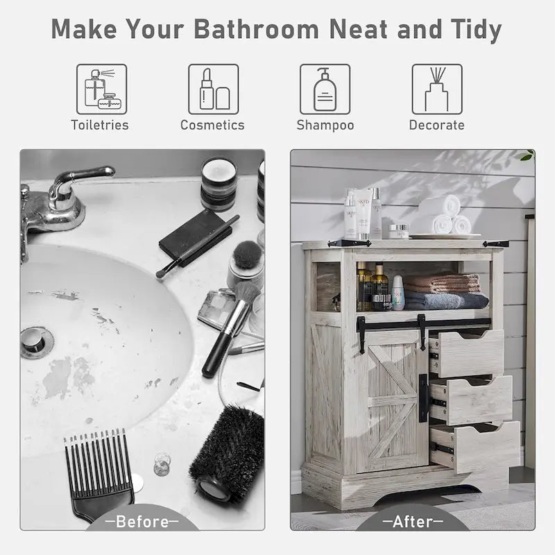 Meuble bas de salle de bain de style rustique, petit meuble de rangement pour salle de bain