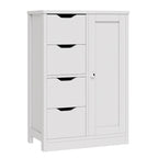Meuble de rangement de salle de bain sur pied, Meuble de rangement de cuisine avec 4 tiroirs et 1 porte