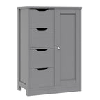 Meuble de rangement de salle de bain sur pied, Meuble de rangement de cuisine avec 4 tiroirs et 1 porte
